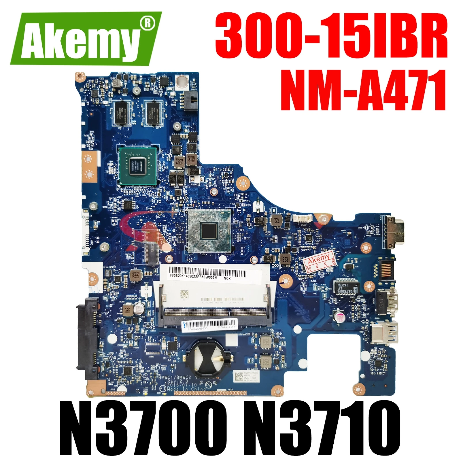 

BMWC1/BMWC2 NM-A471 Motherboard For LENOVO 300-15IBR Laptop Motherboard With N3700 CPU 920M 1G DDR3 100% Test Work