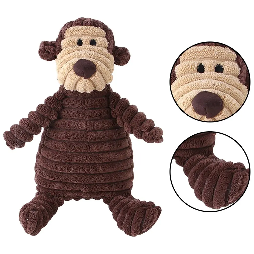 Corduroy Dog Toys Pet Squeaky Plush Toys Animal Shape Plush Dog Squeaky Toy Puppy Chew Bite Resistant Toys for Small Large Dogs
