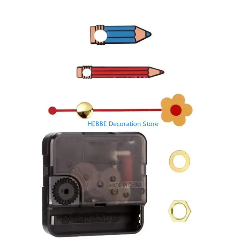 B0KC Long Shaft Clock Movement with Noiseless Function for Unique Clock Designs Clock Mechanism and Music Note Fork Hands Set