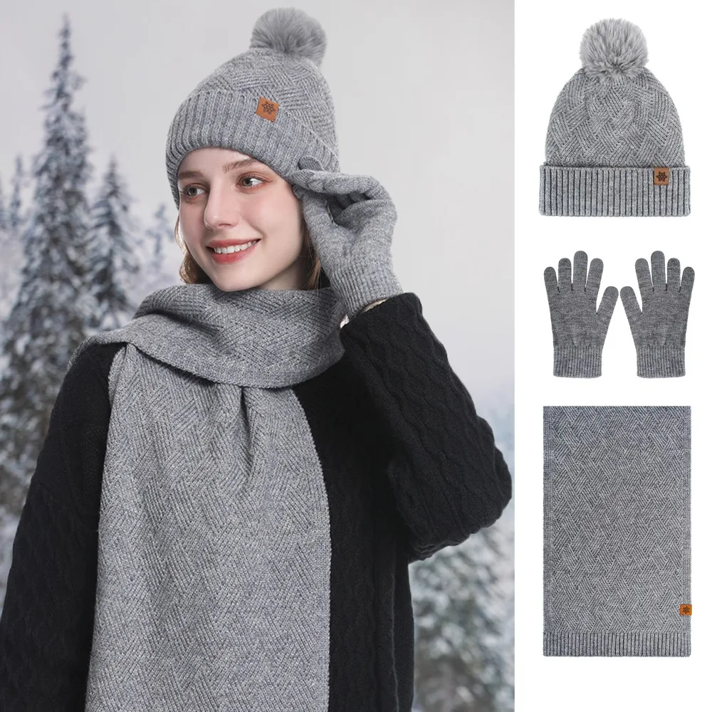 3pcs Women's Winter Thermal Ear Flap Hat Scarf and Gloves Set for Cycling Outdoor Wind Protection Warm Weather Accessories Combo