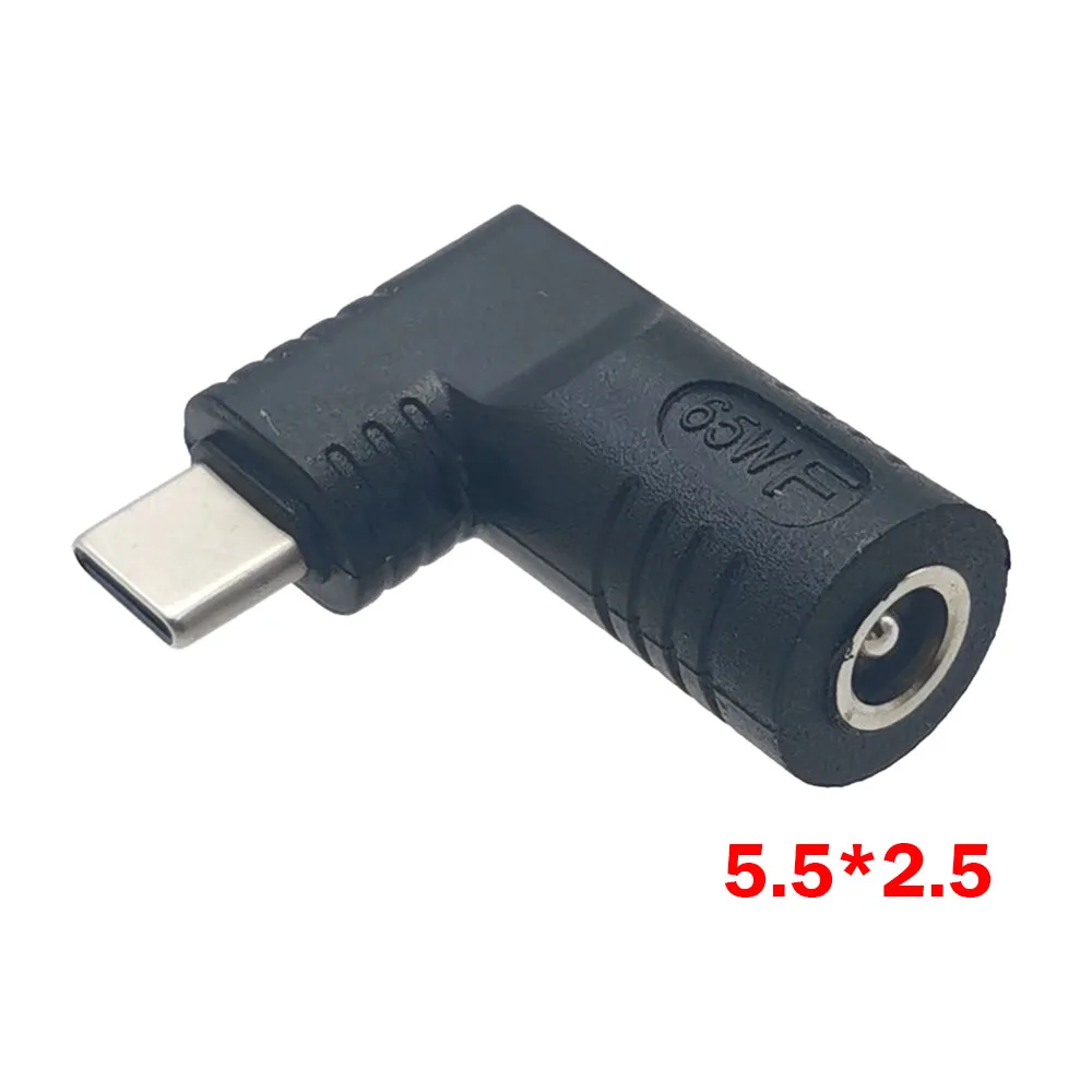 1pc 65W Power Charger Supply Adapter Connector DC 5.5*2.1 5.5*2.5 Female To USB Type C Male Plug Converter For Laptop