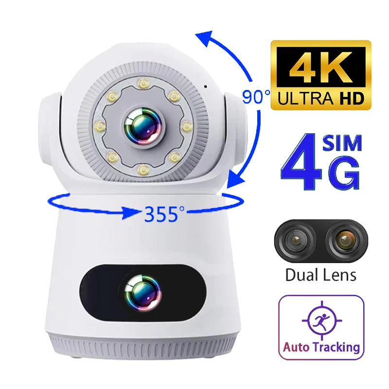 

Беспроводная камера видеонаблюдения, 4G SIM-карта, 8 Мп, HD, ночное видение