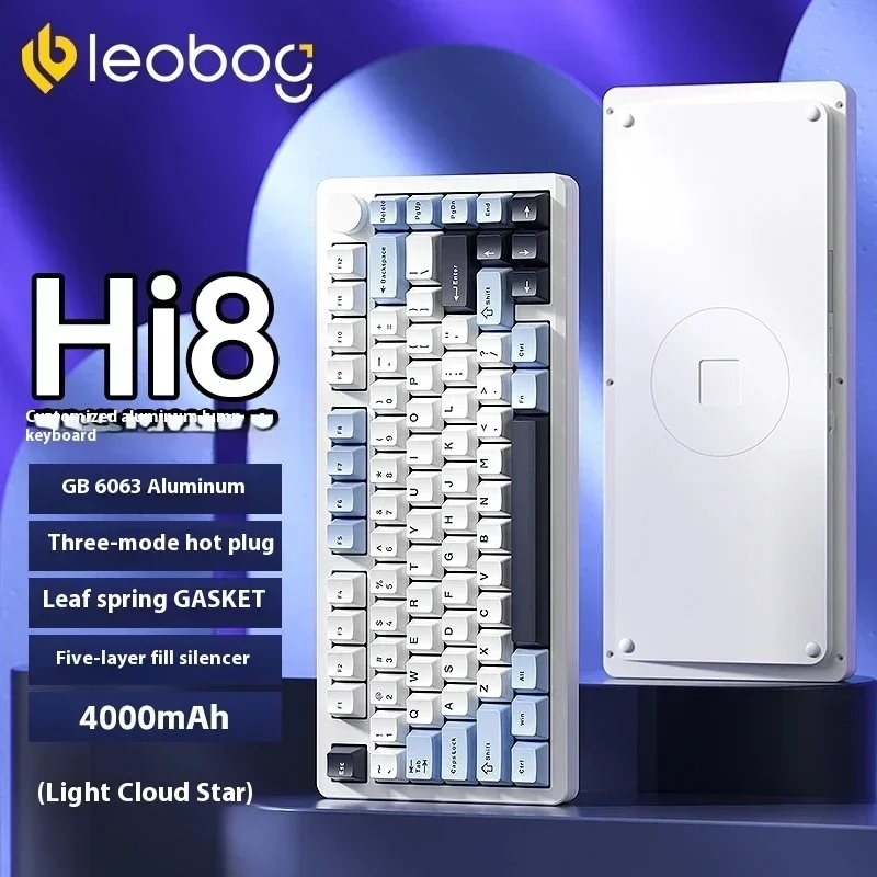 Imagem -04 - Leobot-wireless Bluetooth Teclado Mecânico Liga de Alumínio Personalizado Tri Mode Gasket Teclado Gamer Acessório Presente Hi8