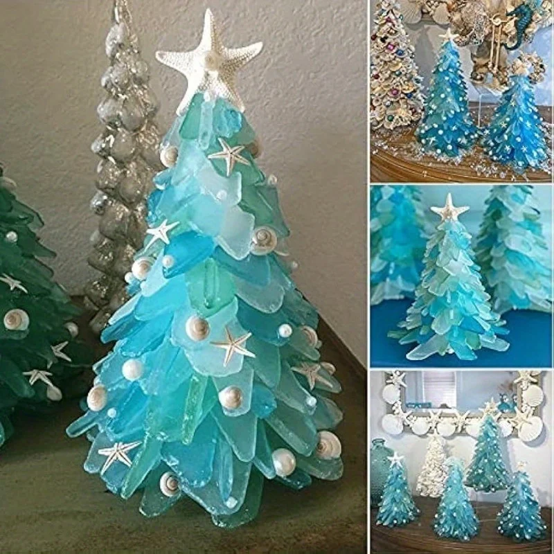 

1Pc Sea Glass Christmas Tree Creative Unique Marine Creature Ocean Resin Diy Ornamen