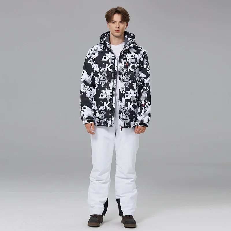 Men's Winter Outdoor Skiing Jacket and Pants Set, Thicken Thermal Ski Suit Set, Snow Mountain Clothes, Snowboarding Wear New