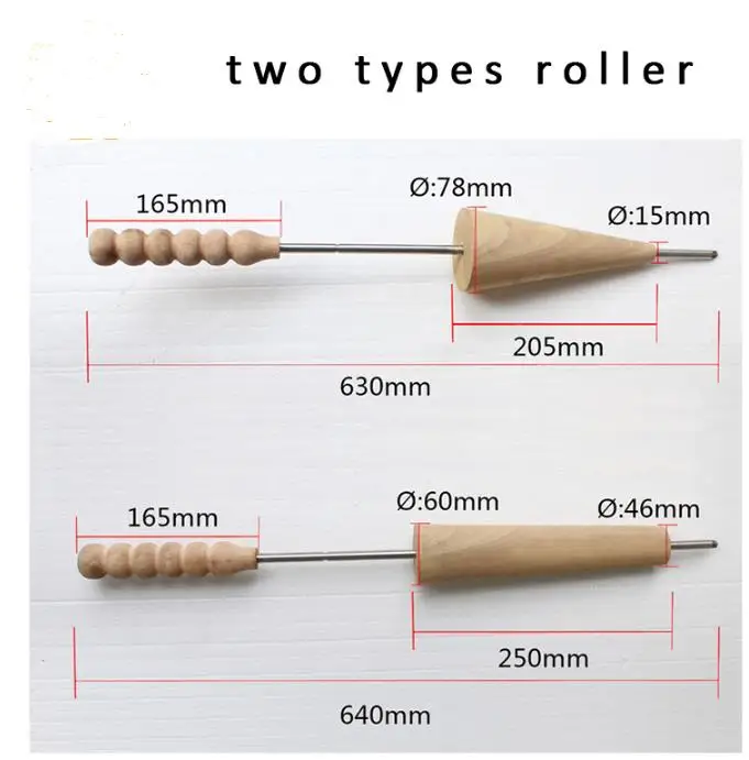 total 30 pcs wooden stick for chimney cake machine  20 pcs  cone shape and 10 classic