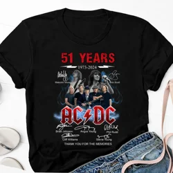 AC-DC Band 51 Years Rare Vintage Black Graphic Cotton T-shirt Those about To Rock Women's Casual Lyrics Short Sleeve Unisex Top