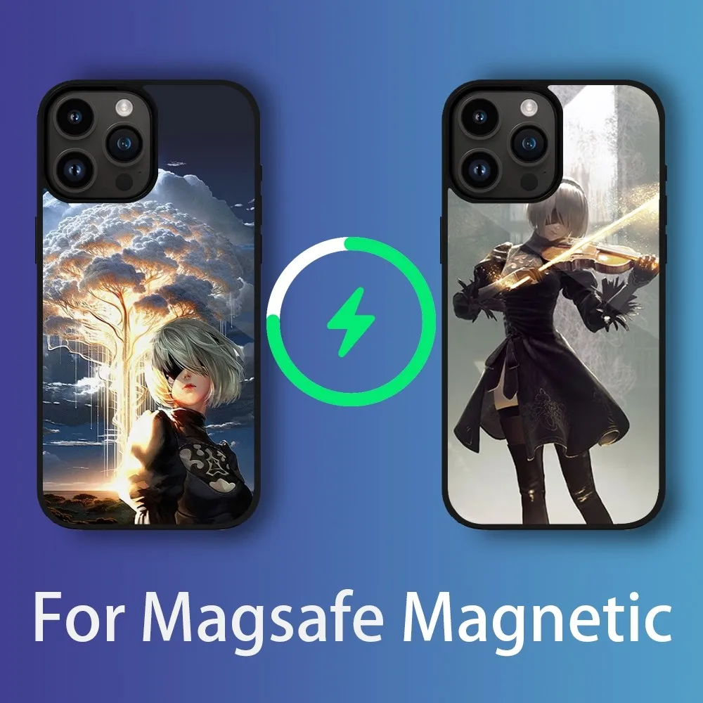 Game N-Nier A-Automata Phone Case For iPhone 11 12 13 14 15 Max Plus Pro Magnetic Charging Case