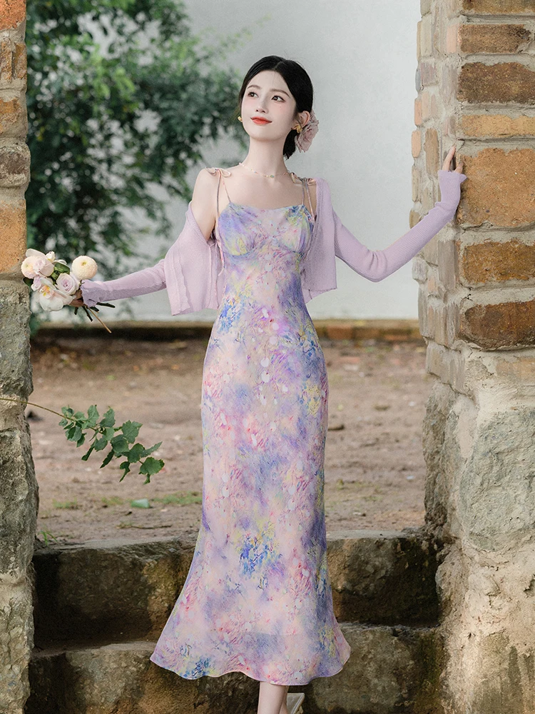 

Changmitang Skin like Wax Sexy Romantc Holiday Strapl Dr Fairy Long Dr Long Sve Adult Women's Faion Set