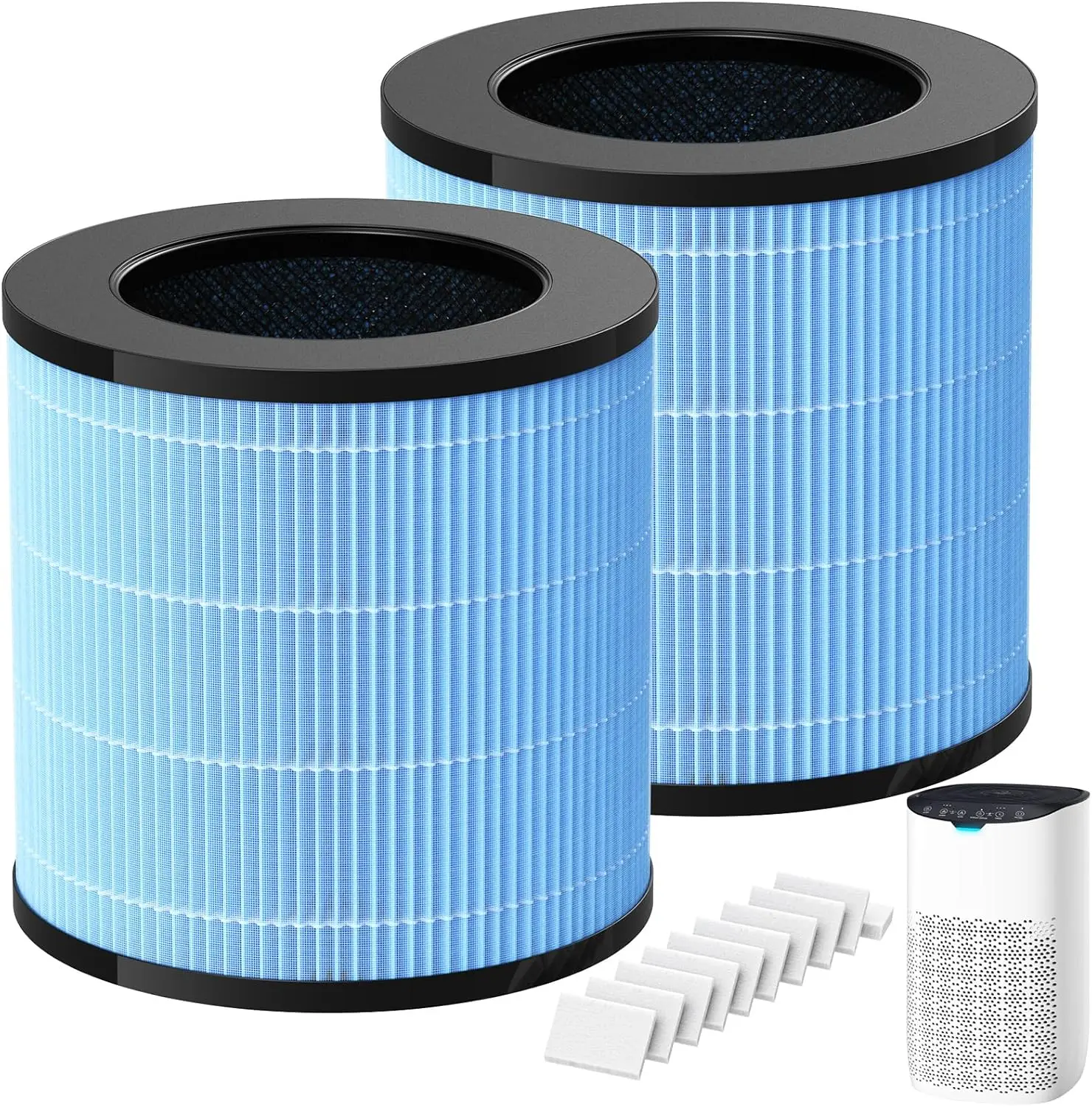 

2 Pack MJ003HD Replacement Filters, Compatible with POMORON MJ003HD Air Purifiers, 4-Sta Filtration System with HEPA & Acti