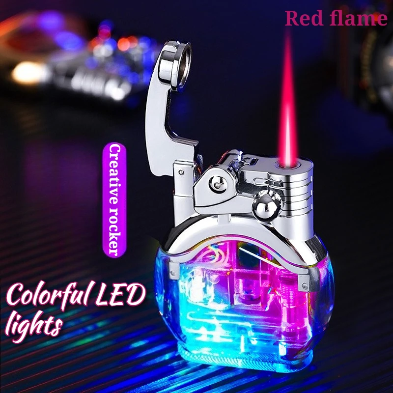 

Trendy and Colorful Rocker Arm Windproof Lighter Flash Seven Color Light Personalized Lighter Cigarette Accessories for Men 2026