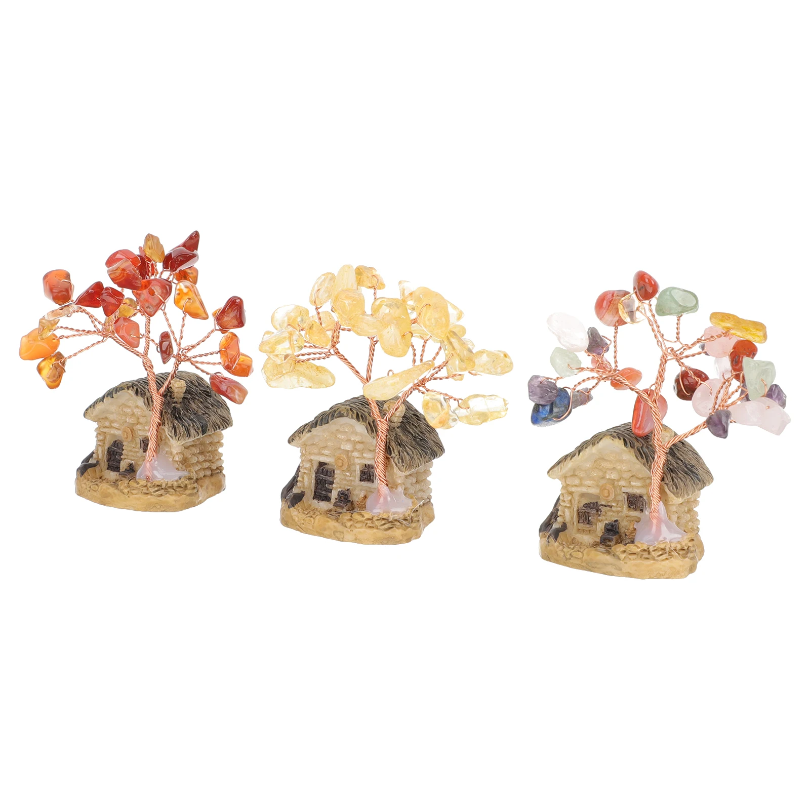 

3pcs Village Houses Crystal Pot Decor Micro Miniature Houses L Villa Bonsai nament Resin Material Style