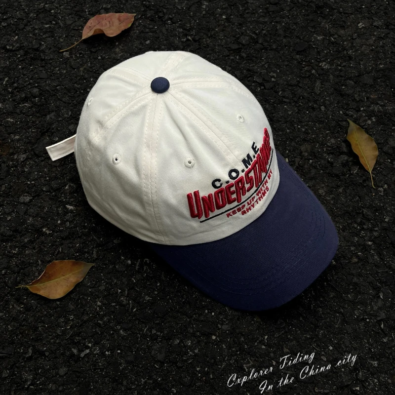 1pc Street Color Blocked Duck Tongue Hat Looks Small,soft Top,wide Brim,deep Top,letter Baseball Cap for Men and Women