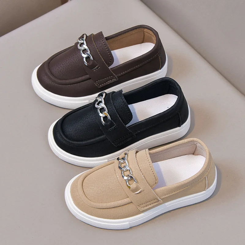 kids loafers leather Casual shoes slip on boy girs baby Daily comfortable shoes flat 21-30