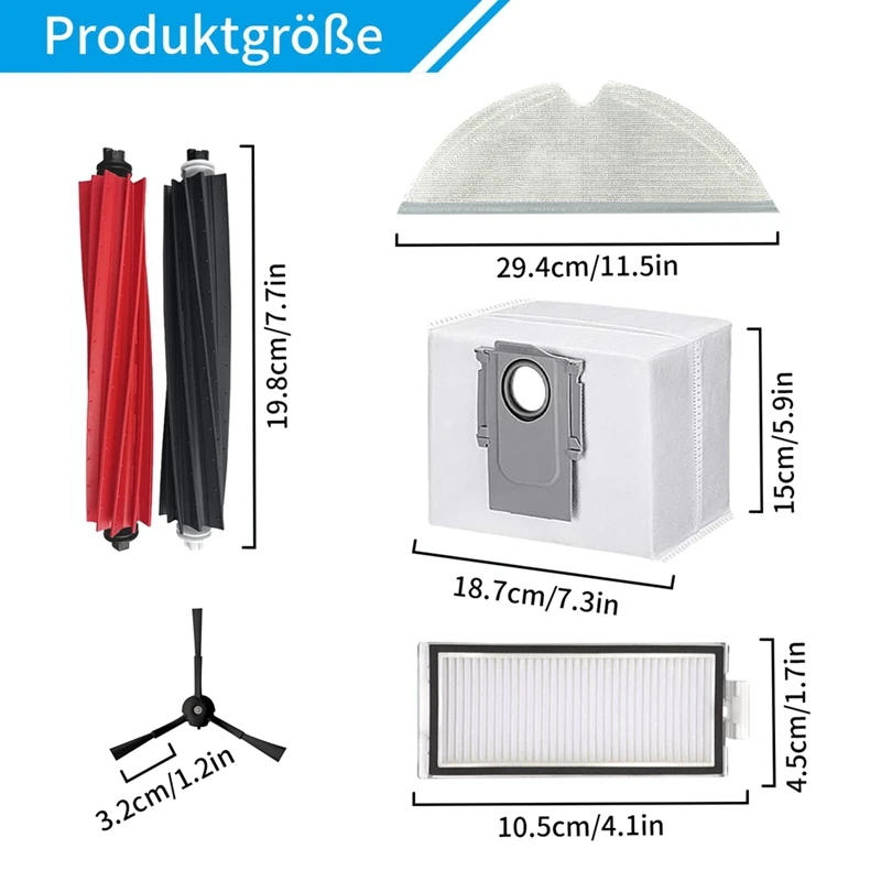 Zubehörset für Roborock Q8 Max/Q8 Max / Q5 Pro/Q5 Pro Staubsauger Hauptseiten bürste Hepa Filter