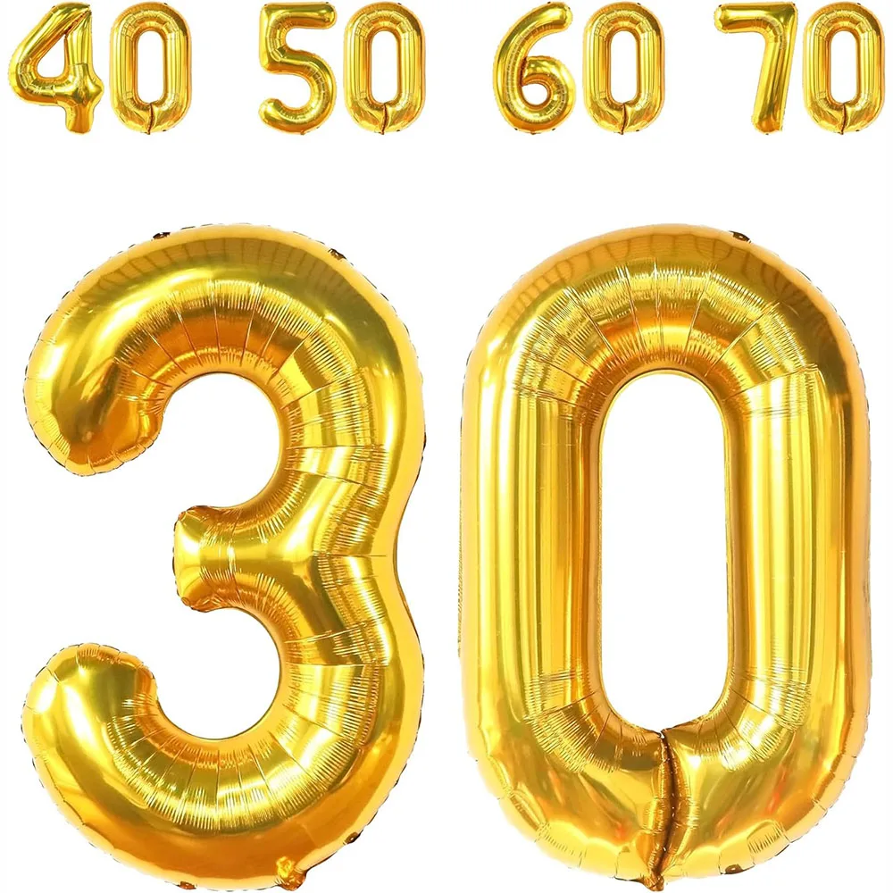 

Huge Balloon Numbers Gold Large Numbers Balloons Number Foil Mylar for 30-70th Birthday Party Anniversary Supplies Decorations