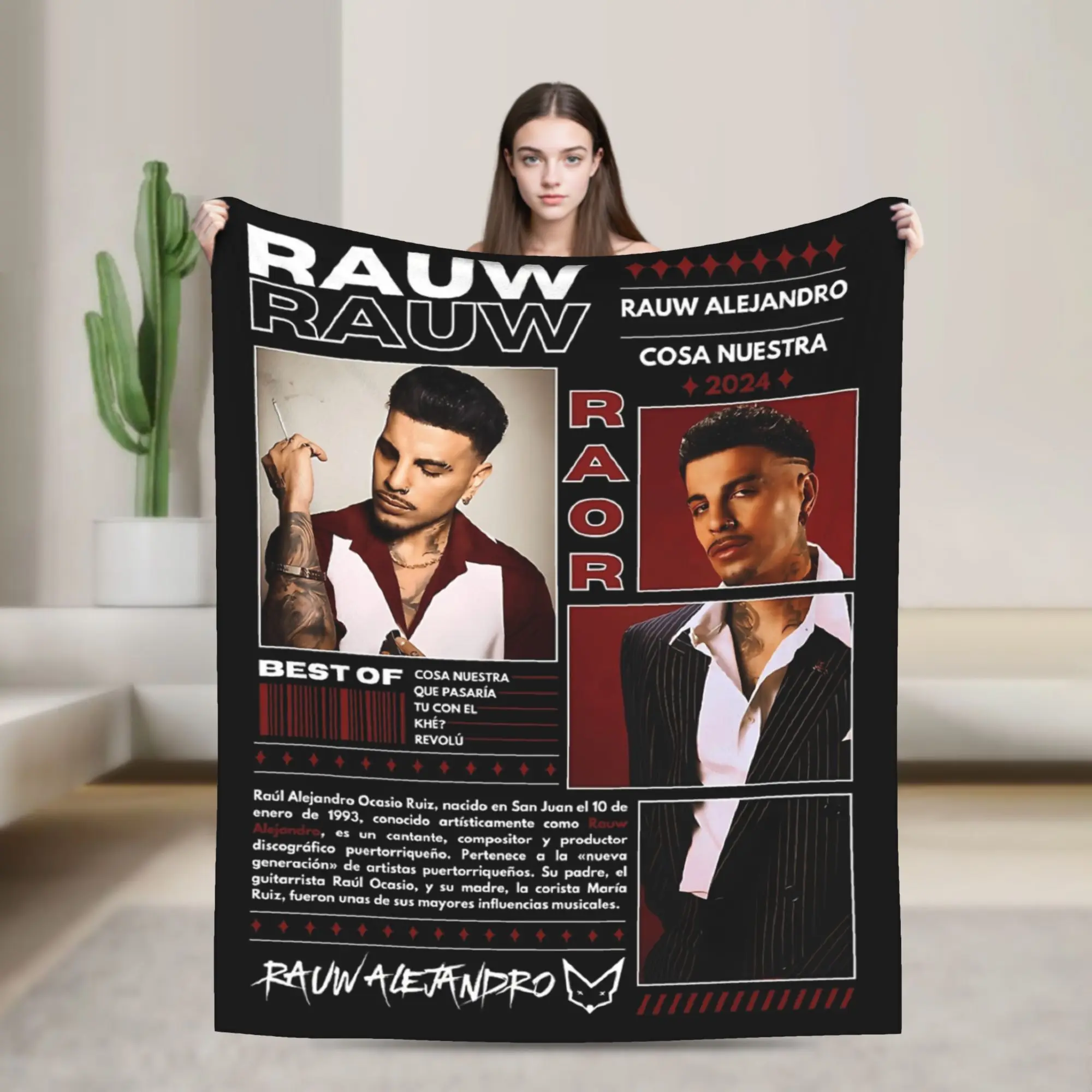 Rauw Alejandro Raor البطانيات الفانيلا الخريف/الشتاء المحمولة لينة رمي بطانية للسرير السفر أفخم رقيقة لحاف #1