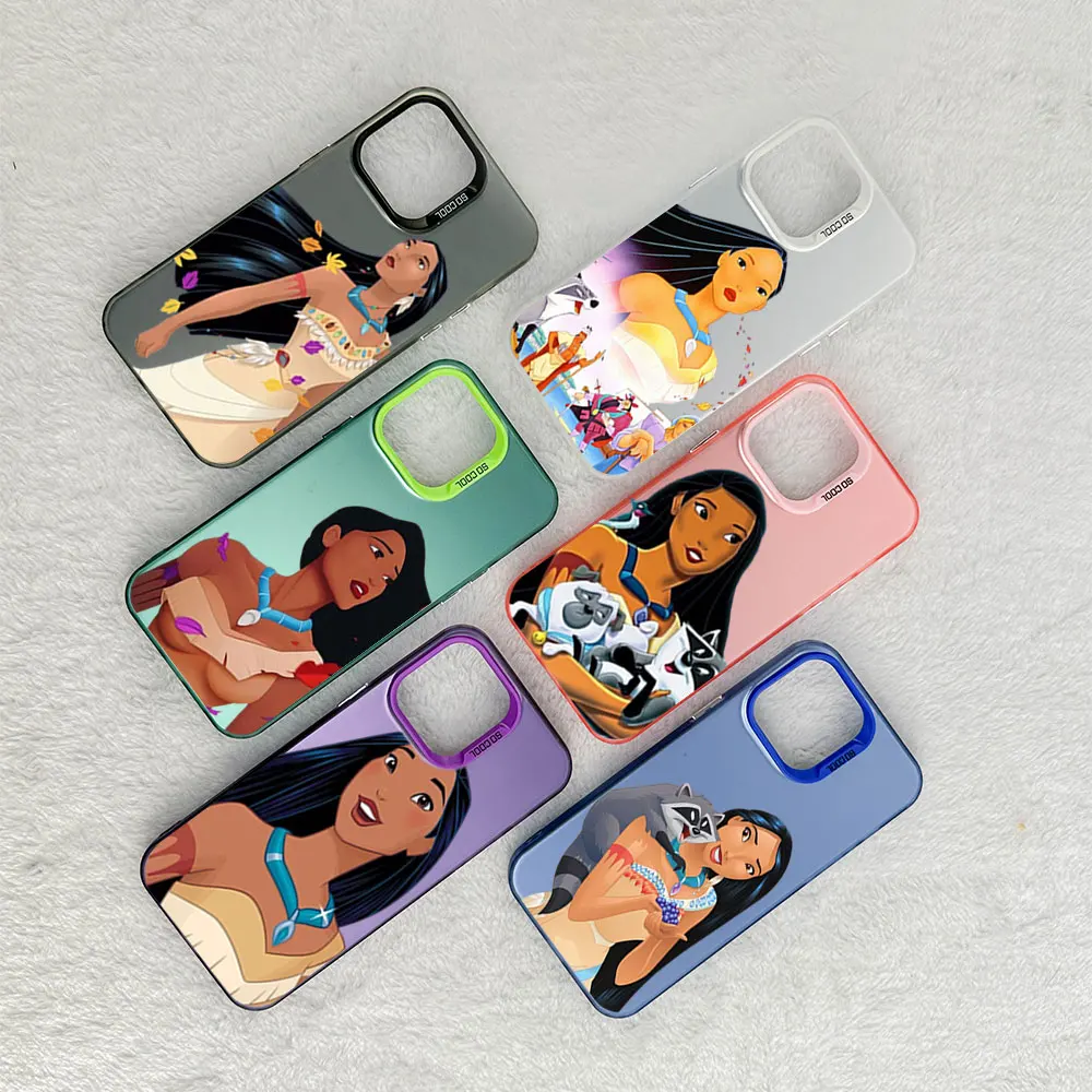 MINISO P-Pocahontas Phone Case for iPhone 12 11 13 14 16 15 Pro Max Plus Laser Cover