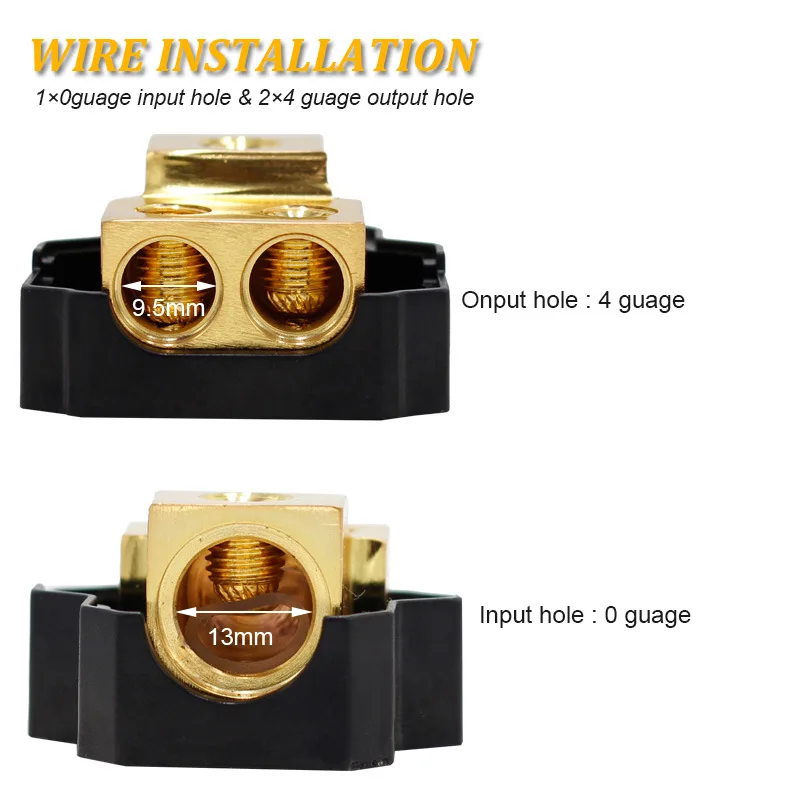 Car Audio Wiring Distribution Block 1 to 2 Ground Distributor Terminal Hub for Amplifier Modification