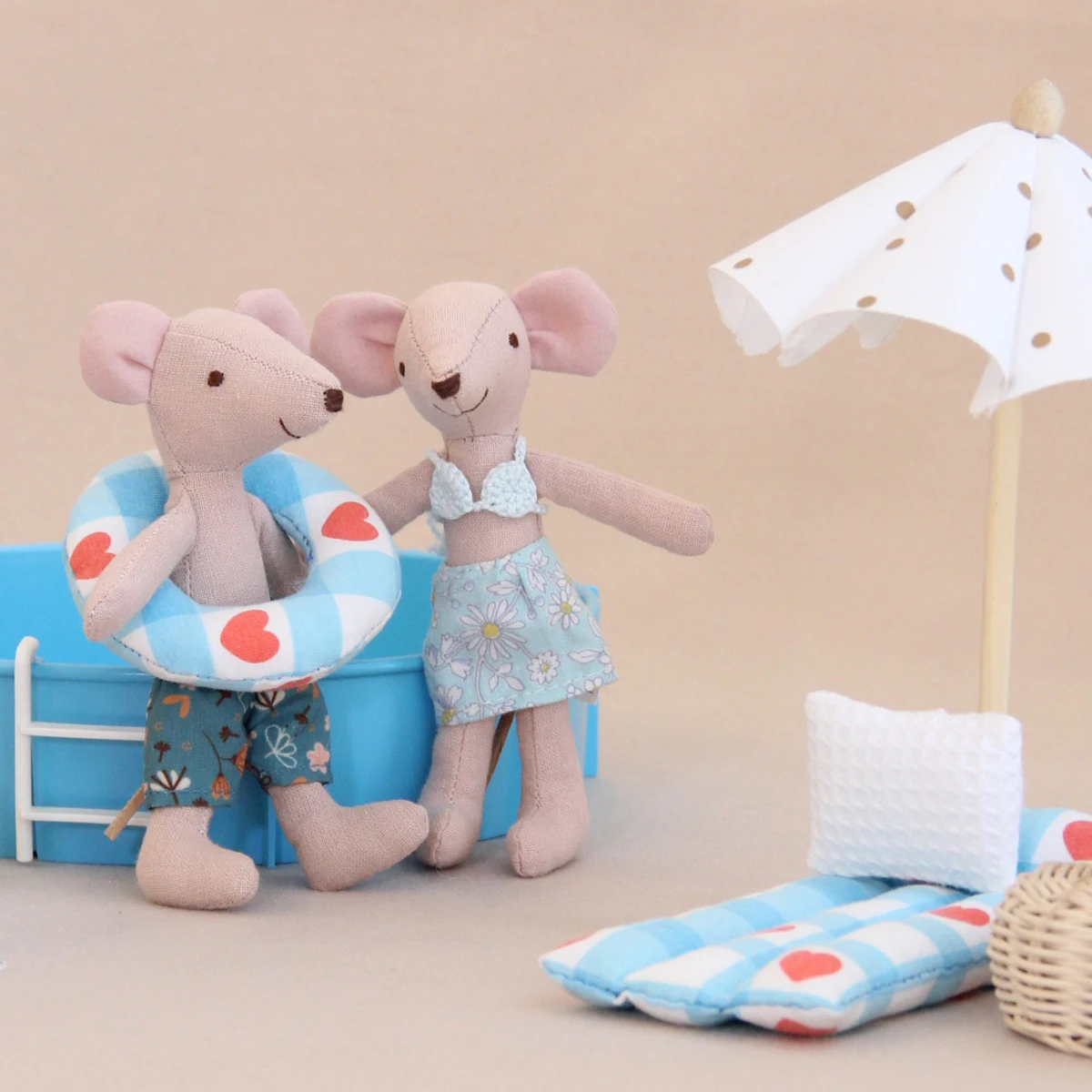 Speelhuisspeelgoed, 13 cm hoog, muis met bikini en strandshorts, 3 stijlen beschikbaar, geschikt voor Bjd Ob11 poppenhuismeubilair