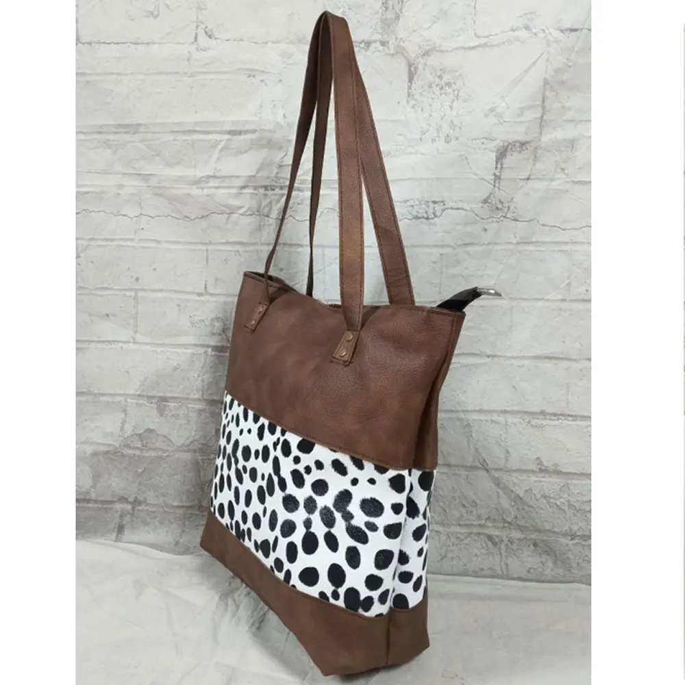 Vintage Shoulder Bag for Women Brown Patchwork Leopard Print Large Capacity Ladies Street Shopping Women's Bag Bolsa Feminina