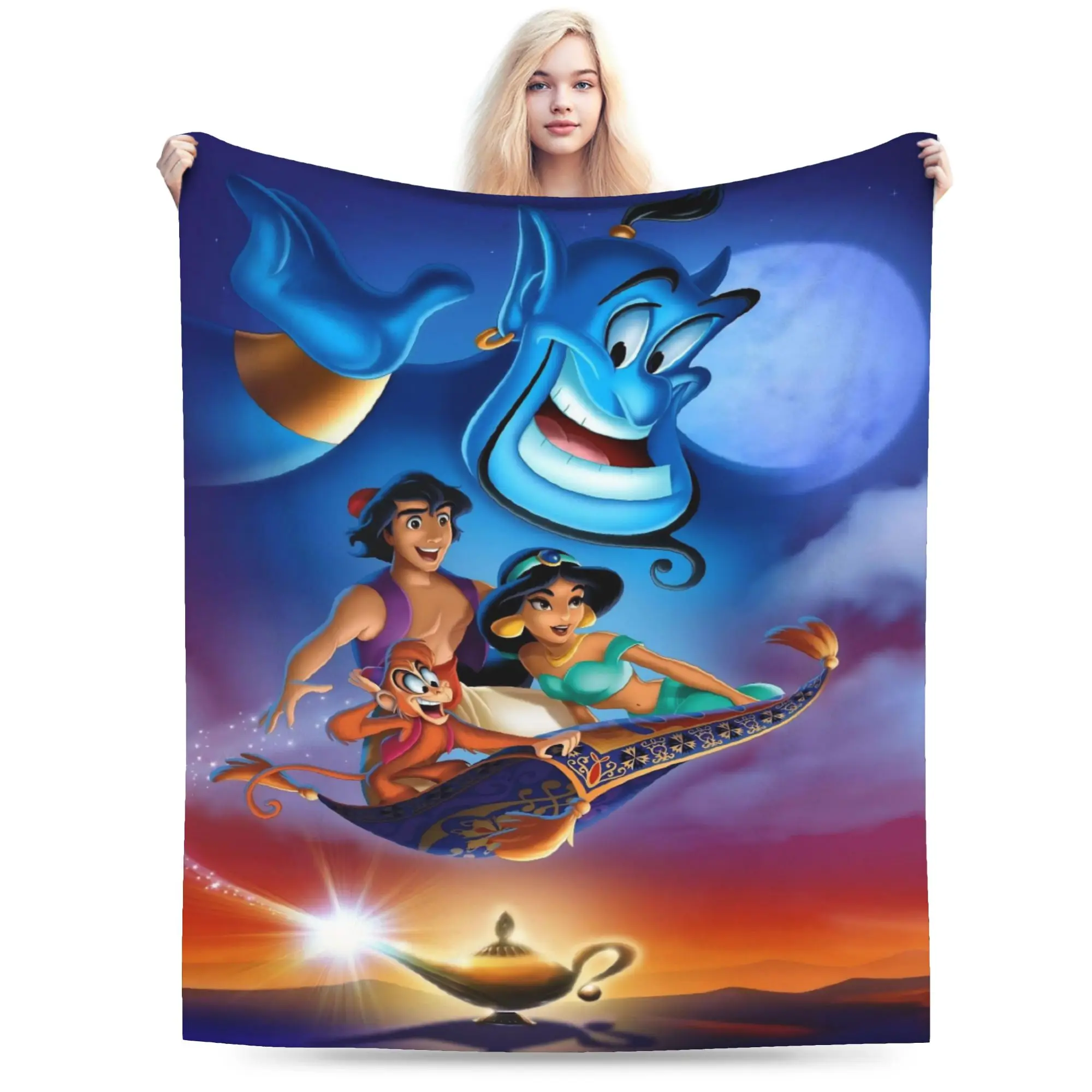 

Aladdin Jasmine Genie Blankets Velvet Decoration Portable Lightweight Throw Blanket for Sofa Travel Plush Thin Quilt