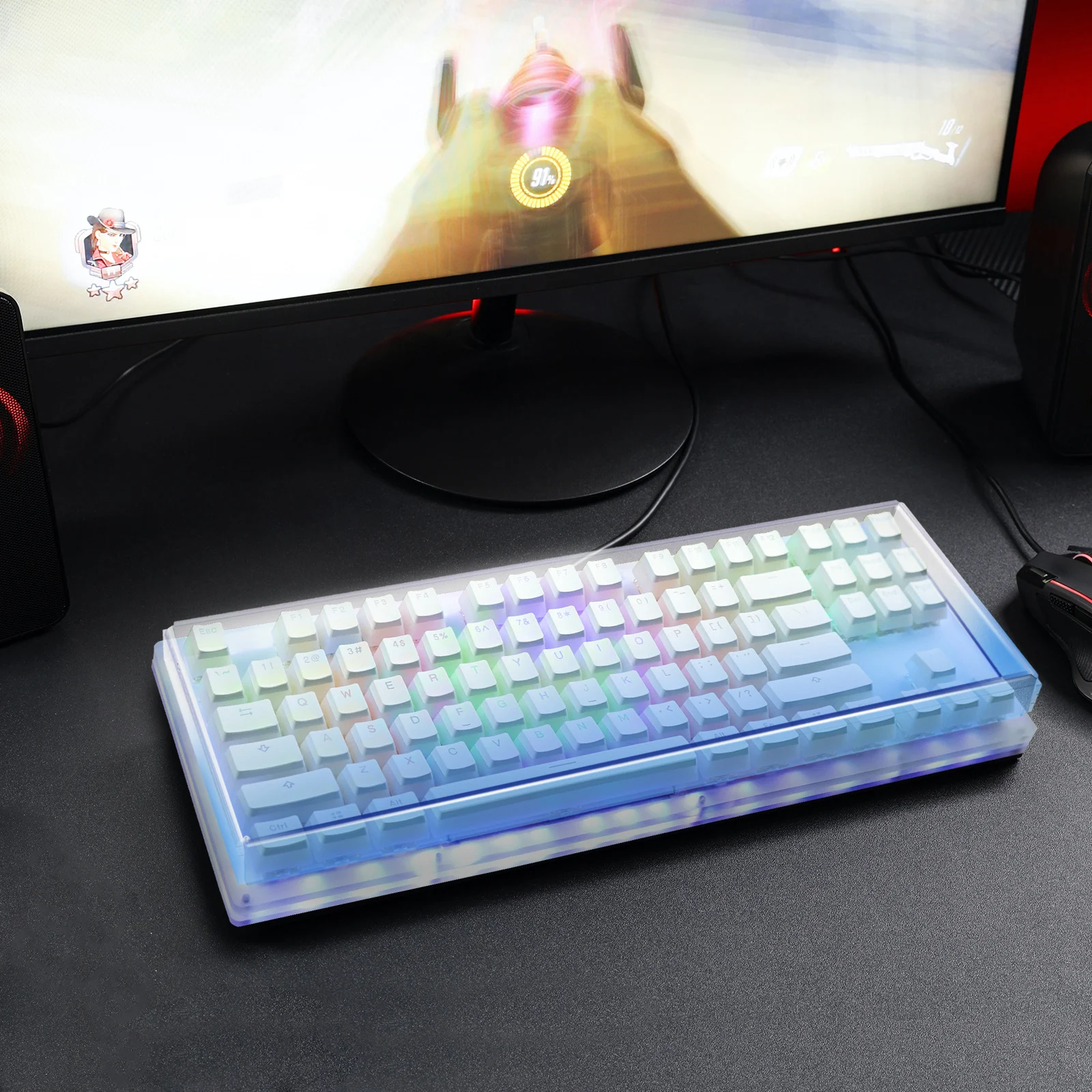 GEEKリア-メカニカルキーボードTKl,80% キー,アクリル,コンパクト,87キー,ゲーム用