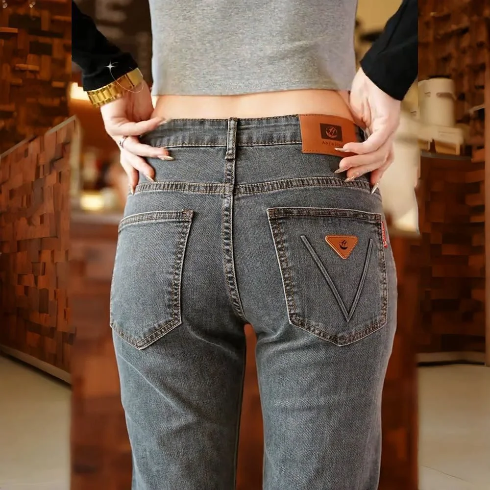 

Модные эластичные мужские джинсы приталенного кроя, универсальные, повседневные, с высокой талией, из хлопка, прямые, свободного кроя, осенние...