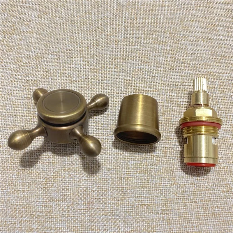 All copper faucet handle cross plum blossom hand wheel antique double-handle faucet valve core