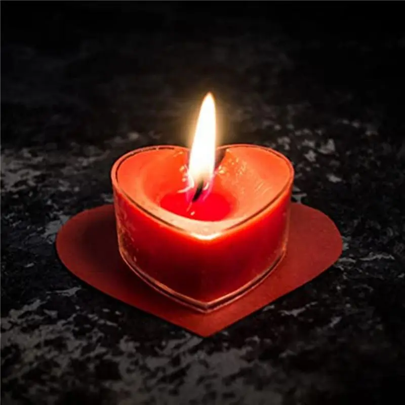 AC23-120PCS Heart Shaped Tea Light Candle Cups With Wicks Clear Love Heart Candle Wax Tins Jars Cases For DIY Candle Making