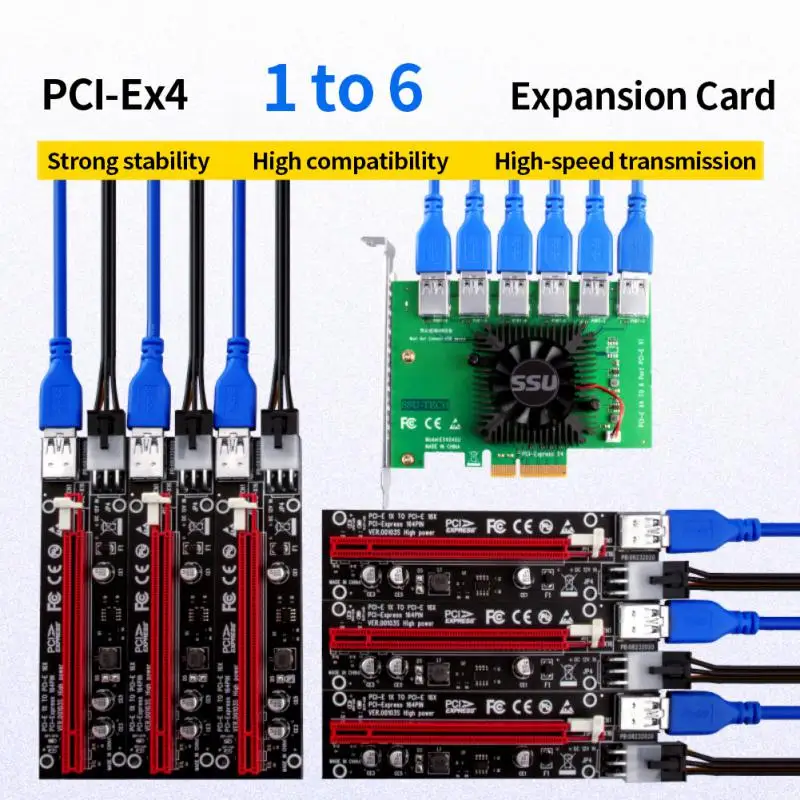 Adapter Card For Btc Miner Mining Plugs Directly To The Board Pci-e Slot Power Solution Convenient Pci-e 4x Riser Card