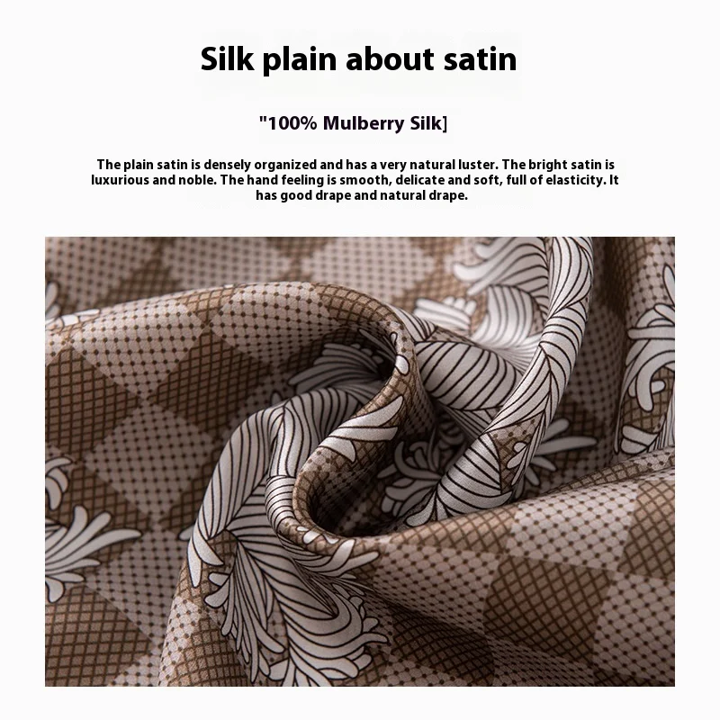 mulberry silk 100% hand-rolled checkerboard printing square scarf advanced sense