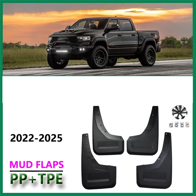 

NEW-Mud-Fender Set 4Pcs Car Mudguard Mud Guards With Screws For Dodge Ram TRX 2022-2025