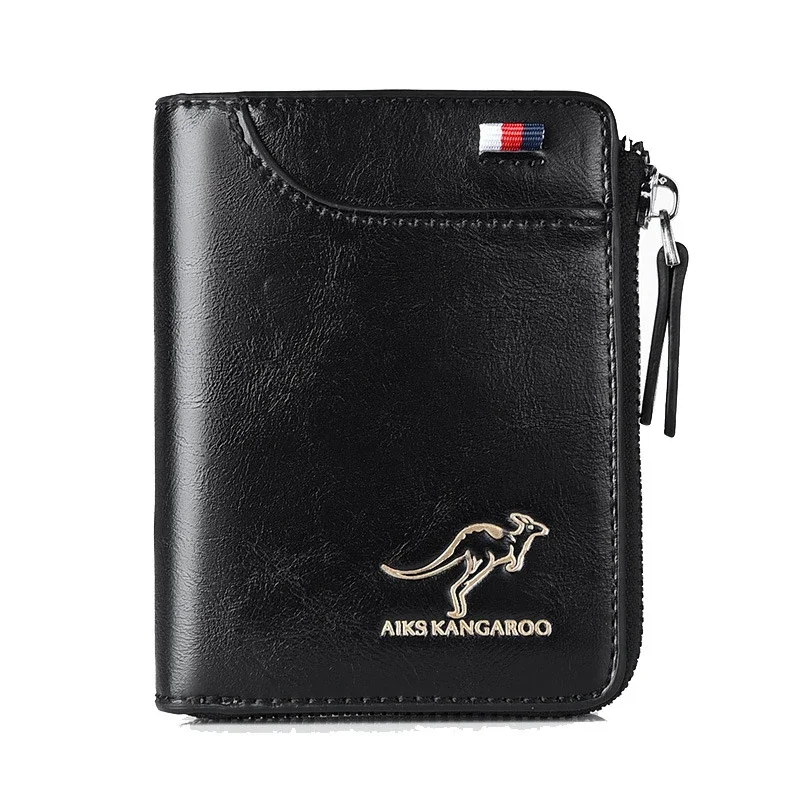 ID Credit Card Holder ANTI RFID Blocking Bifold Wallet for Men's Coin Purse PU Leather Wallet Zipper Business Money Bag Wallet