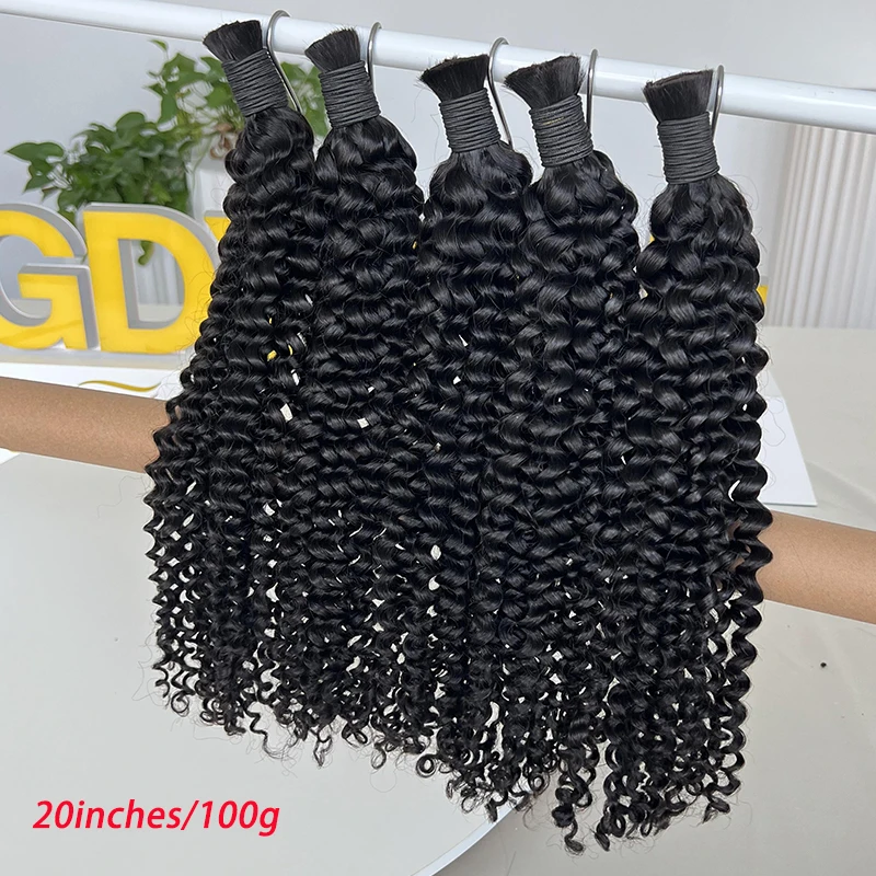 100g/Pcs Deep Curly Bulk Hair Weaving For Braiding 100% Unprocessed Human Hair Braiding Hair No Weft Curly Human Hair Bulk