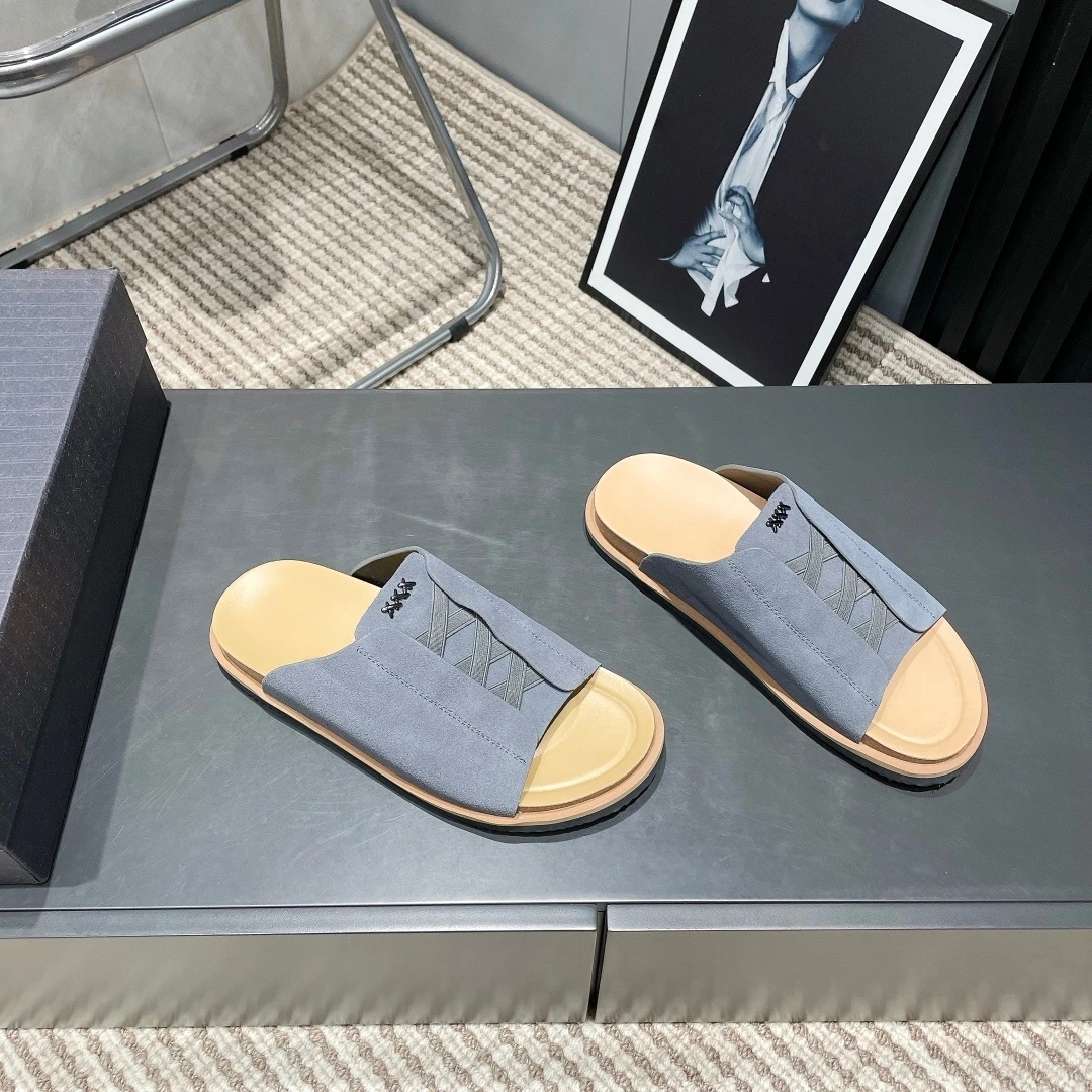 Pantuflas de Cuero de Marca de Lujo Hechas a Mano, Sandalias para Hombre, Regalos para las Fiestas, Pantuflas Casuales de Gamuza para Playa, Jardín y Casa