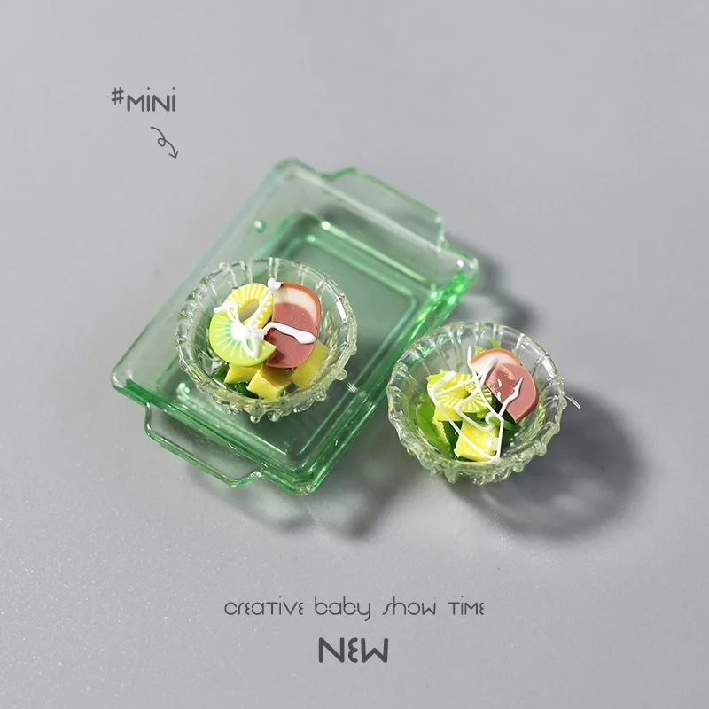 Miniature food toys, life scenes, toy models, dollhouse accessories, mini vegetable salad ornaments