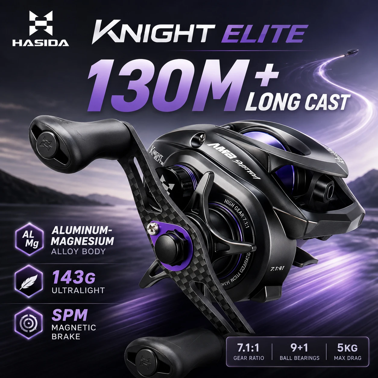 Fishing Boat Aluminum - HASIDA Knight Elite 143g Kołowrotek Baitcastingowy