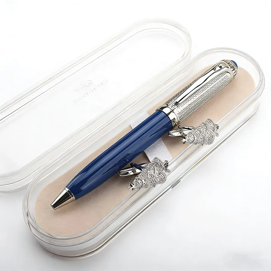 Festive Christmas Tree Cufflinks & Blue Pen Combo Elegant Office Gift Set for Holiday