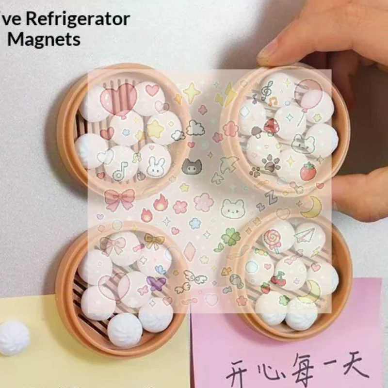 3D Printing Bun Dumpling Fridge Magnet Plastic Realistic Miniature Food Magnetic Sticker Whimsical DIY Label