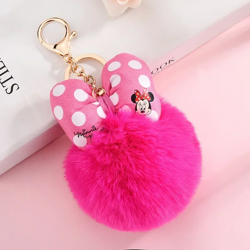 2 sztuk Disney Minnie Mickey Mouse pluszowe breloki kokardka z kreskówek pompon brelok wisiorek ozdoba do torby zabawki akcesoria dziewczęce prezenty