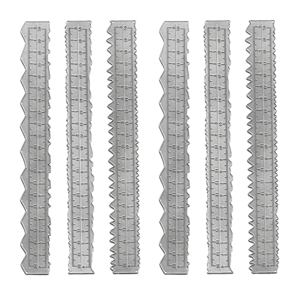 6pcs Durable Carbon Steel Paper Tearing Ruler Decorative Edges Jagged Lines Deckle Edge Ruler Irregular Edge Ruler Paper Crafts