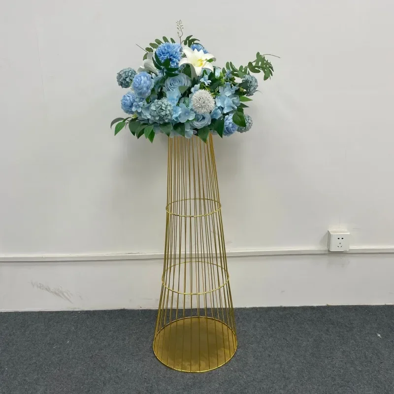 New electroplated gold shelf wedding table flower arrangement flower stand hall site arrangement metal long ornament