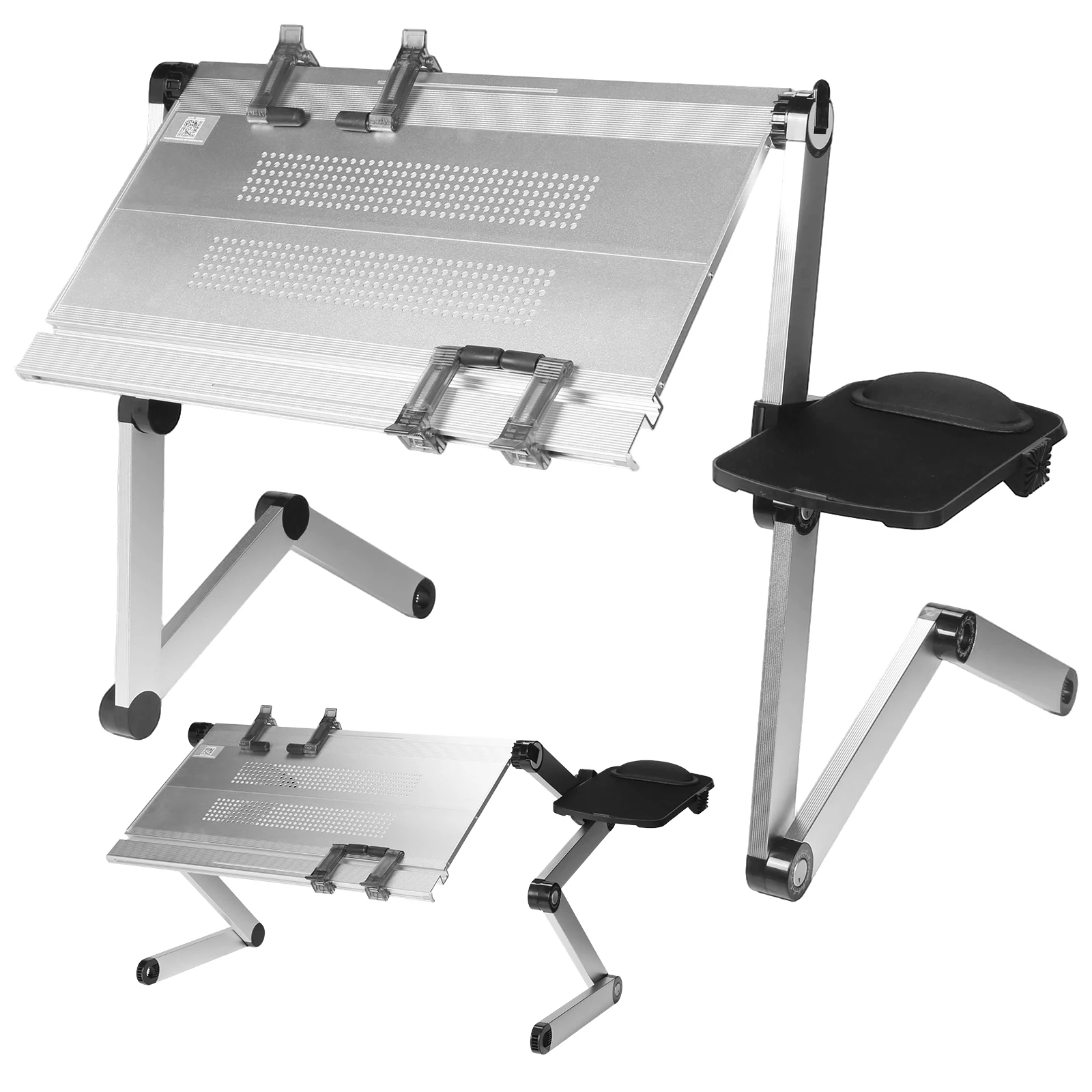 

Складной столик-подставка для планшета с регулировкой высоты и угла наклона, с 2 зажимами и ковриком для мыши, для дивана, кровати, пола