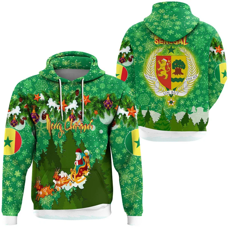 Sudadera con capucha con estampado 3D de bandera de Senegal para hombre, Jersey informal de manga larga con emblema nacional, ropa de calle holgada