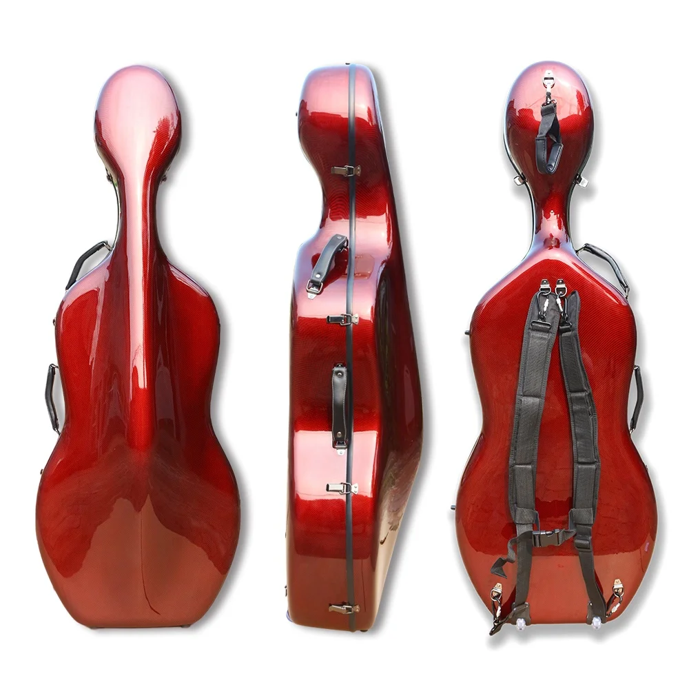 New Cello Case 4/4 Full Size Carbon Fiber Hard Shell Cello Box Woven Pattern Hard Shell Handle Nice