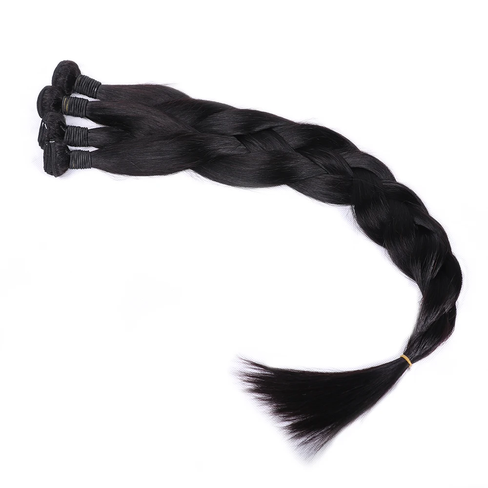 اللون الطبيعي البرازيلي الشعر البشري حزم مستقيمة 10-40 بوصة 1/3/4 حزمة ريمي شعر مستعار بشري لحمة مزدوجة تجديل