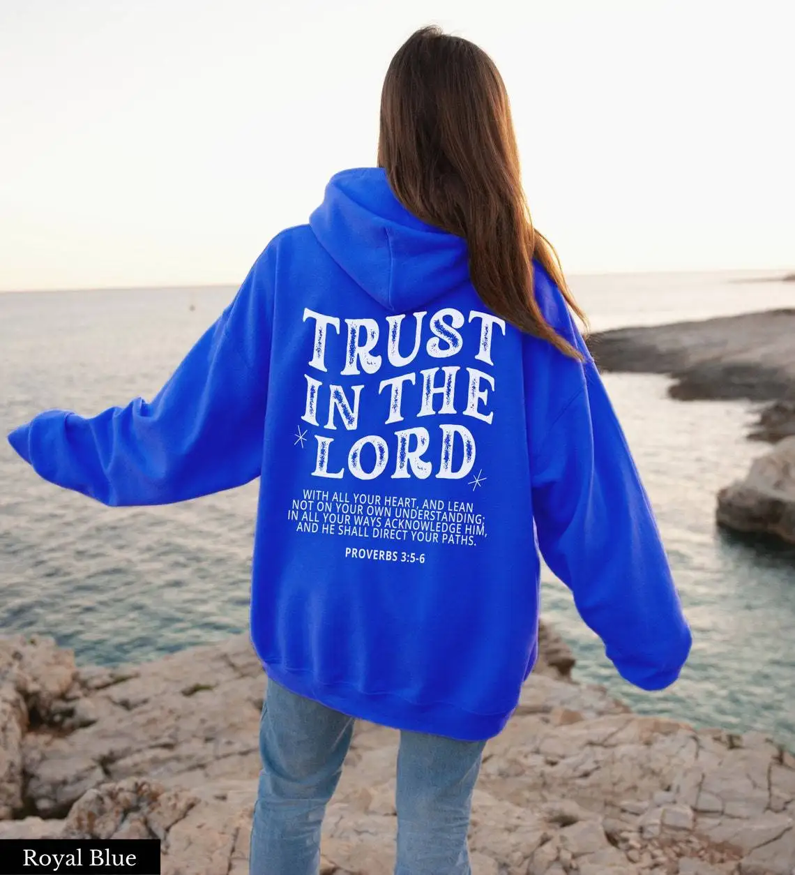 Vertrouwen In De Lord Vrouwen Plus Size Casual Sweatshirt Met Capuchon In Effen Kleur Met Letterprint Pluche Sweatshirt Met Lange Mouwen