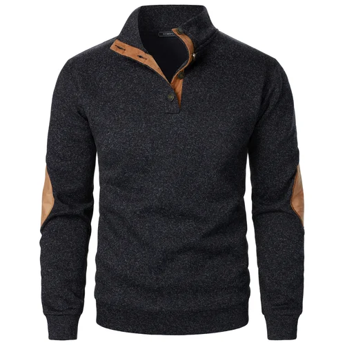 Imagen 2 del producto Top de suéter de punto casual de manga larga con cuello levantado para hombre de otoño e invierno