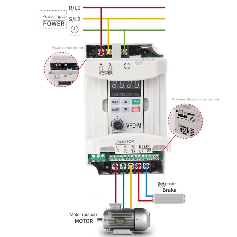 محول محرك تيار متردد ، 1 حصان ، V ، 0.75KW HZ VFD007M21A